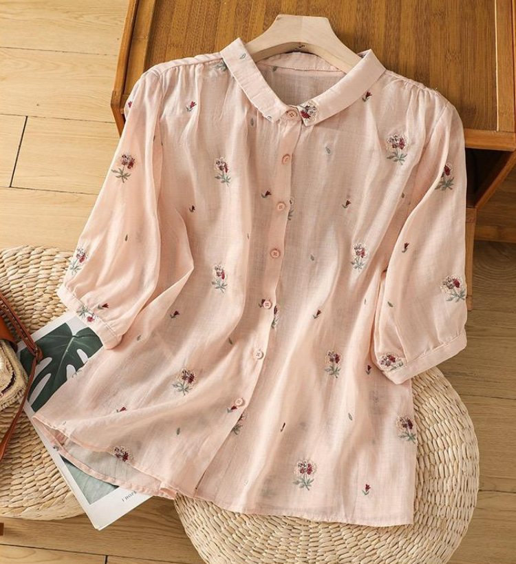 Cotton Floral Embroidered Comfortable Shirt