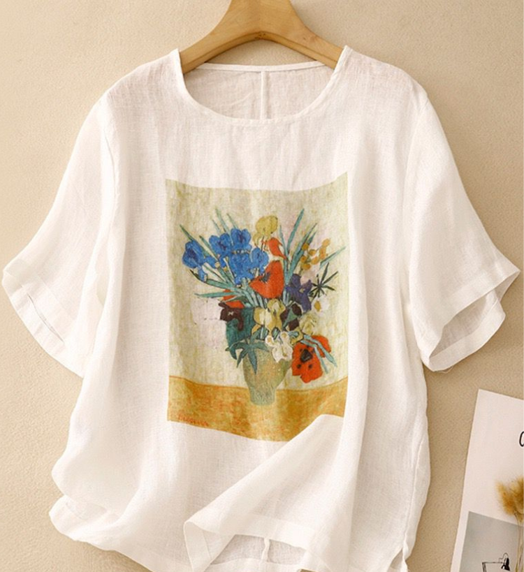 Pure Cotton Round Neck Printed Top T-Shirt