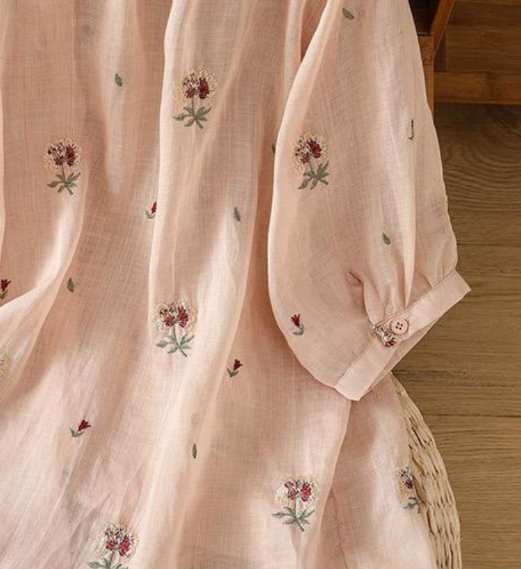 Cotton Floral Embroidered Comfortable Shirt