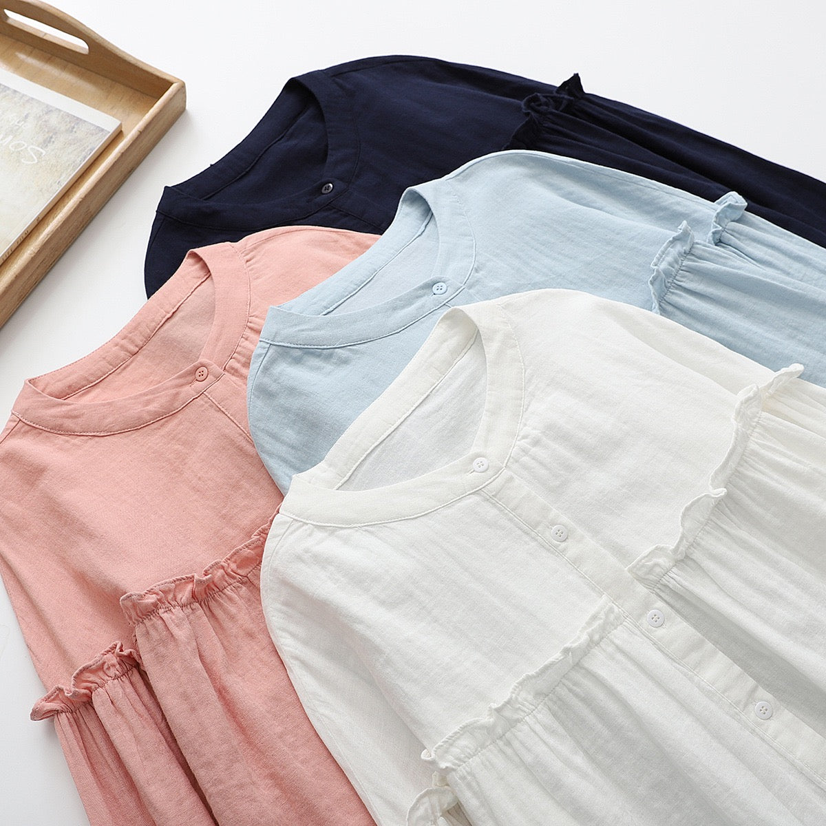 Pure Cotton Ruffle Shirt Top