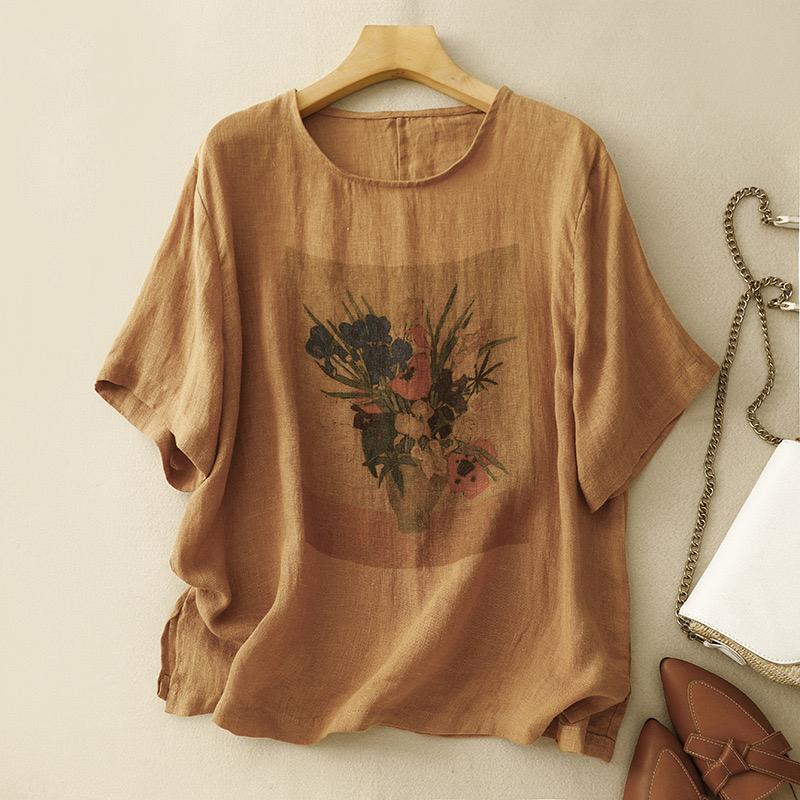 Pure Cotton Round Neck Printed Top T-Shirt